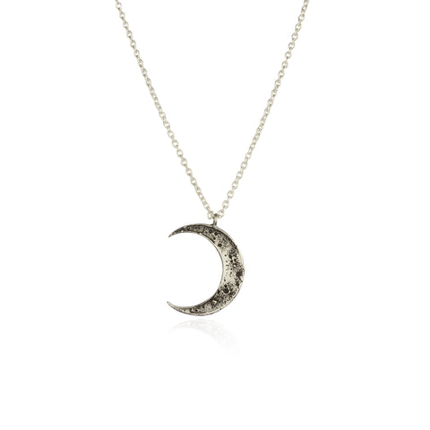 Crescent moon necklace silver