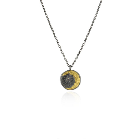 Moon disc necklace gold x black
