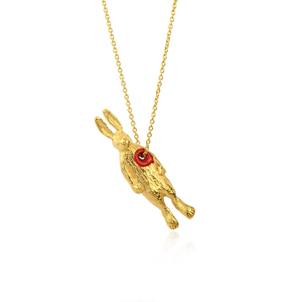 Hole in Heart Rabbit Necklace Gold