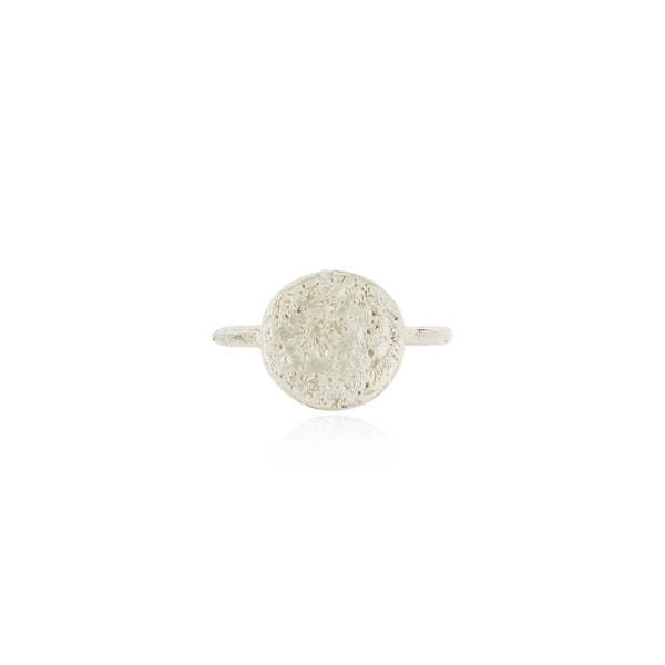 Moon disc ring silver