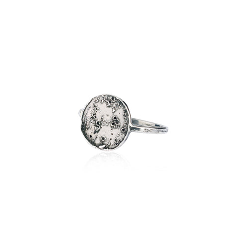 Moon disc ring silver