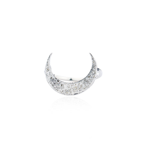 Crescent moon ring Silver