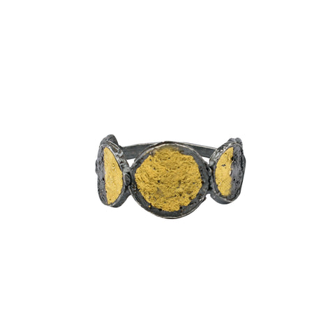 Moon phase ring 23.5ct gold x oxidised silver