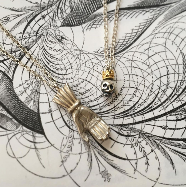 Queen Skull Pendant Silver & Gold Crown