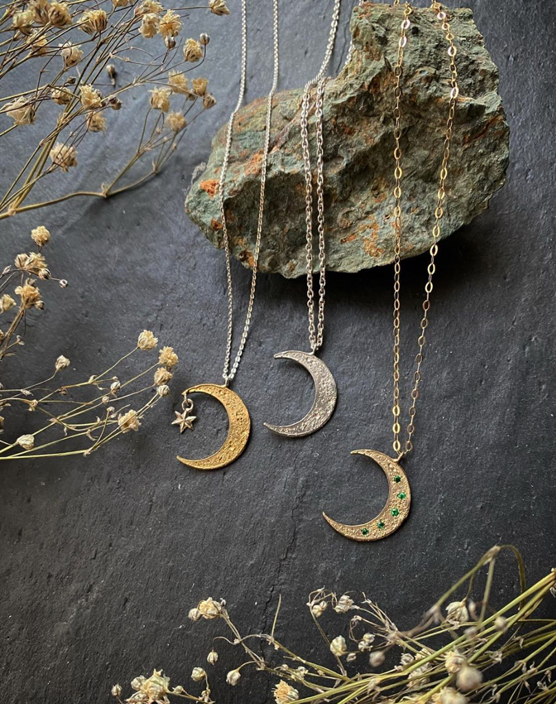 Silver star deals and moon necklace