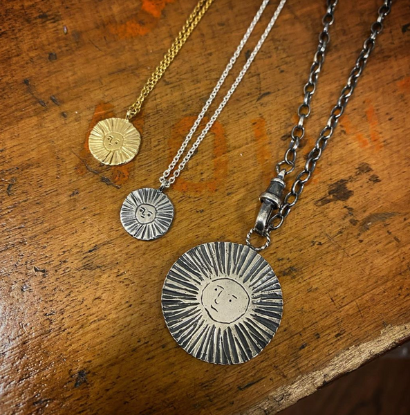 Sun disc necklace  silver