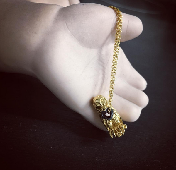 Stolen Heart Owl Necklace Gold x Black