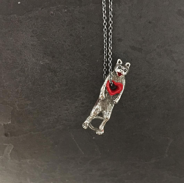 Stolen Heart Cat Necklace Silver