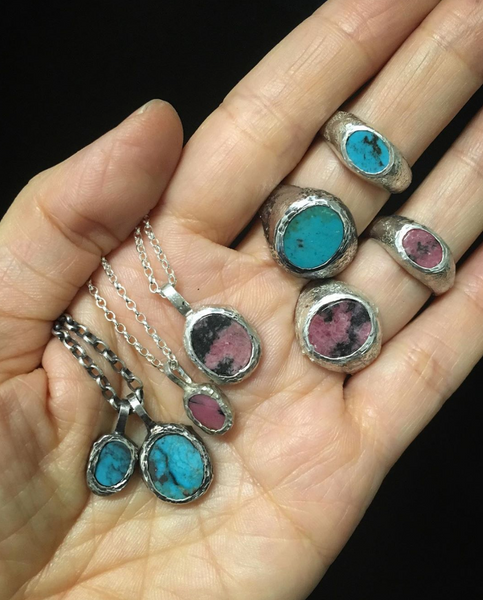 Rustic rhodonite necklace small