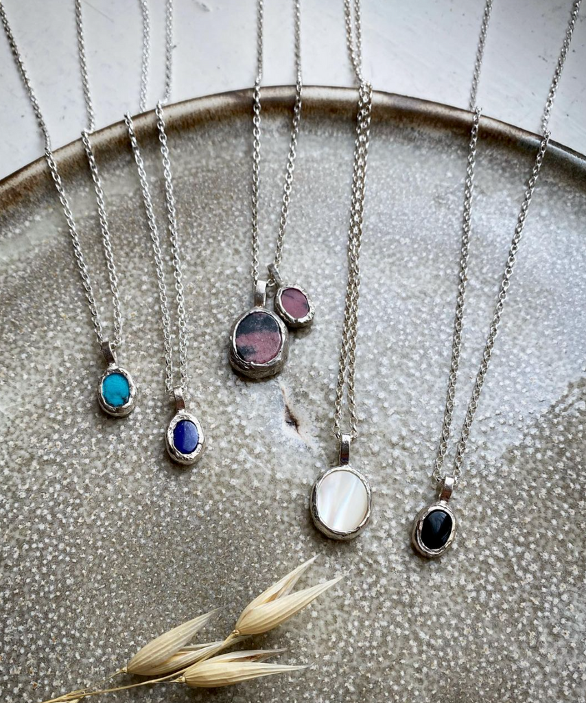 Rustic rhodonite necklace small