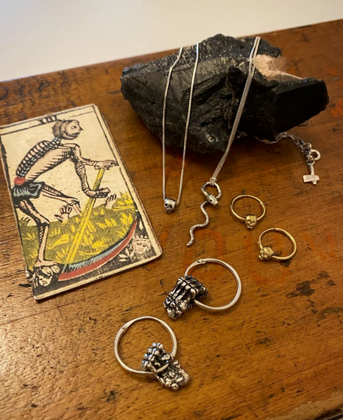 Baby Skull Hoop Earrings Gold