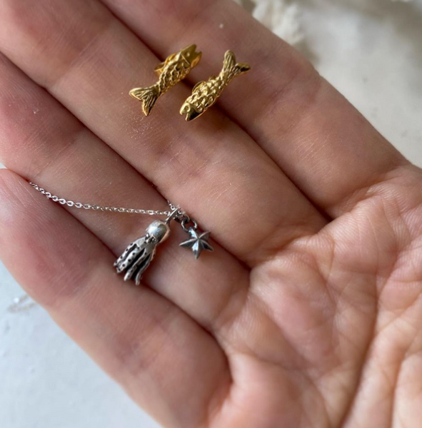 Octopus and Tiny Star Necklace