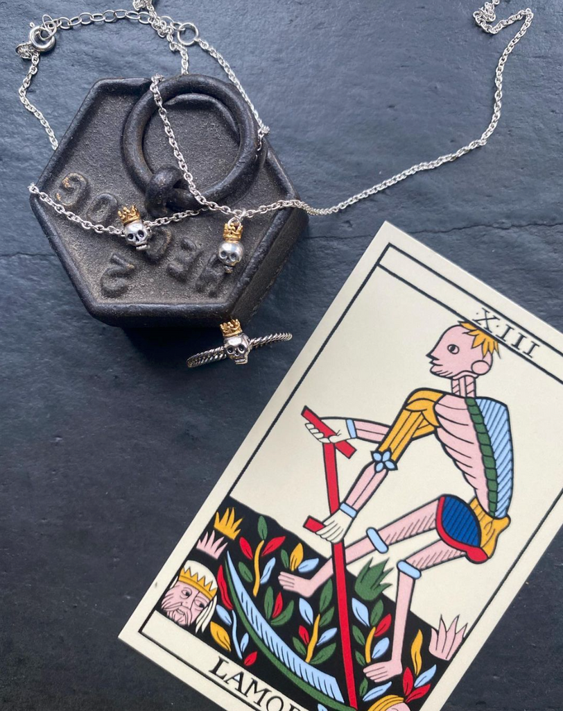 Queen Skull Pendant Silver Gold Crown