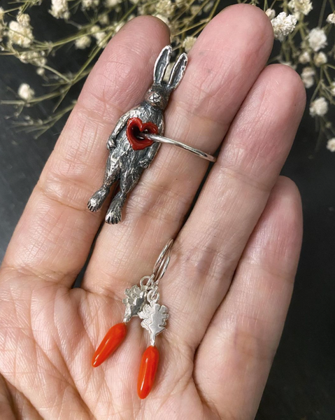 Stolen Heart Bunny Rabbit Ring Silver