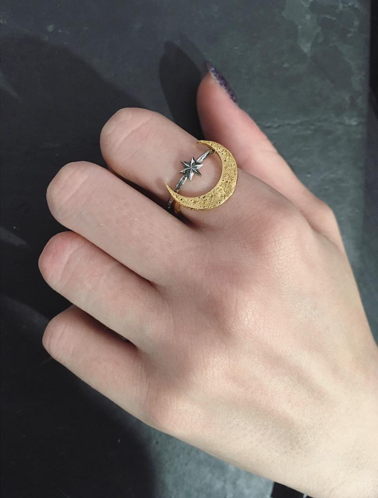 Star and sales moon engagement ring