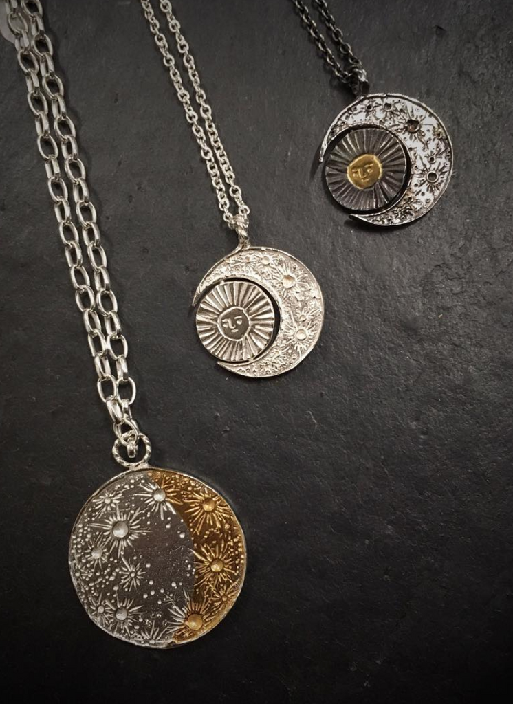 Silver sun and moon 2025 necklace