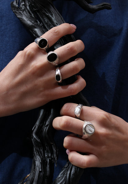Rustic Rhodonite Signet Ring
