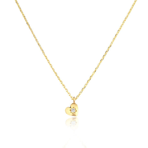 Tiny Heart Necklace Gold with Diamond