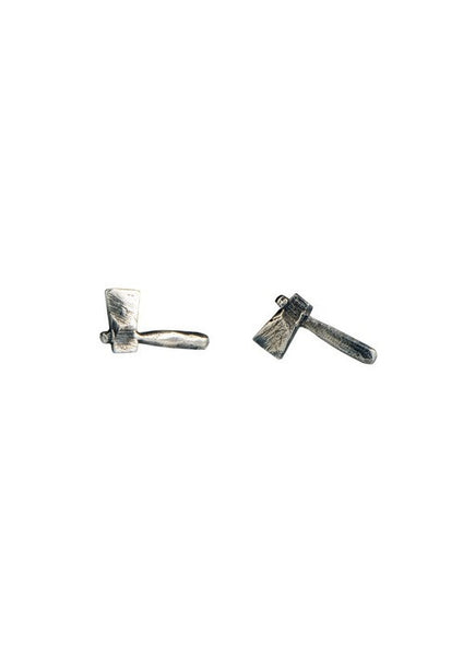 Tiny Axe Earrings Silver Product Shot