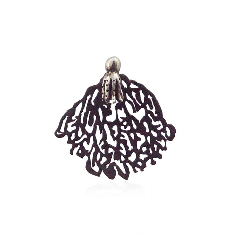 MOMOCREATURA Black Coral and Octopus Single Stud Earring Silver