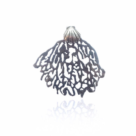 Black coral and shell single stud earring