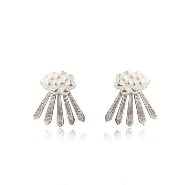 Cloud and Rays of Sunshine Earrings Silver Glossy Finish