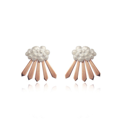 Cloud and Rays of Sunshine Earrings Rose Gold Matte Finish