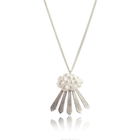 Cloud and Rays of Sunshine Necklace Silver Product Shot