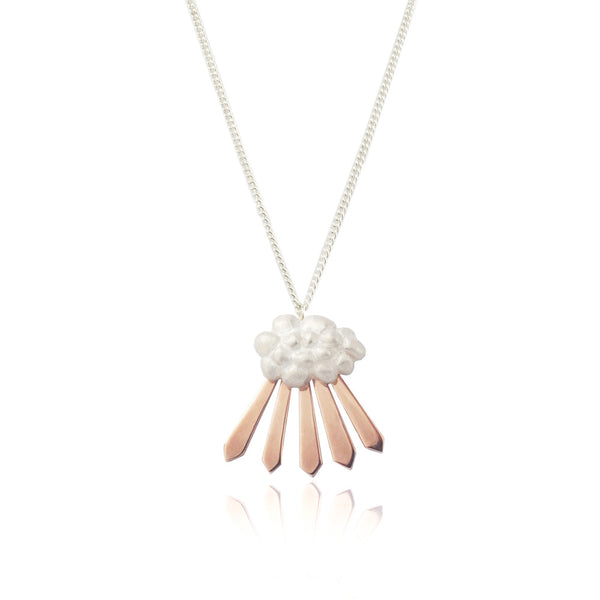 Cloud and Rays of Sunshine Necklace Rose Gold Product Shot
