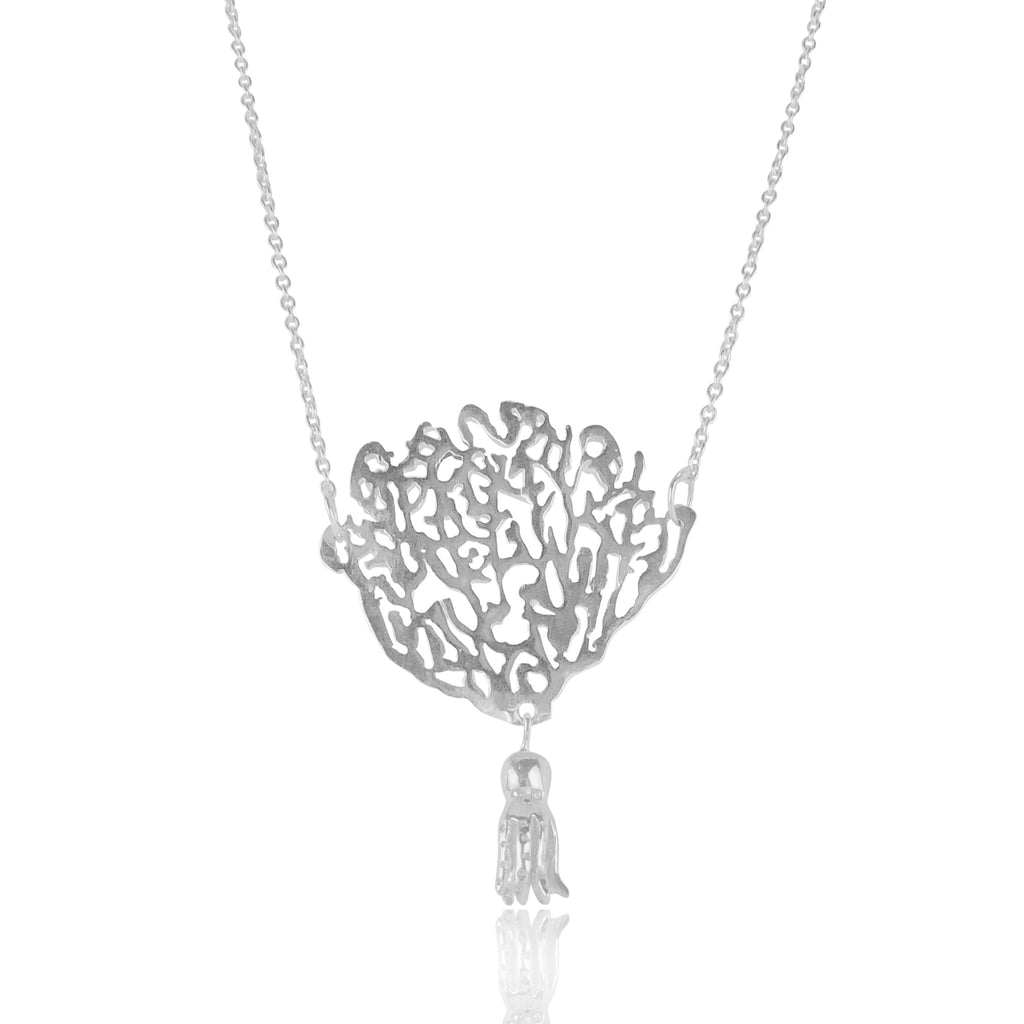 Coral & Octopus Necklace Silver