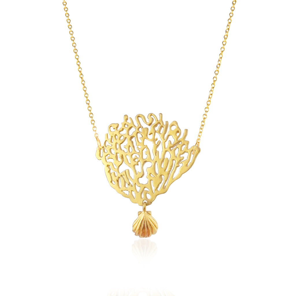 Coral & Shell Necklace Gold