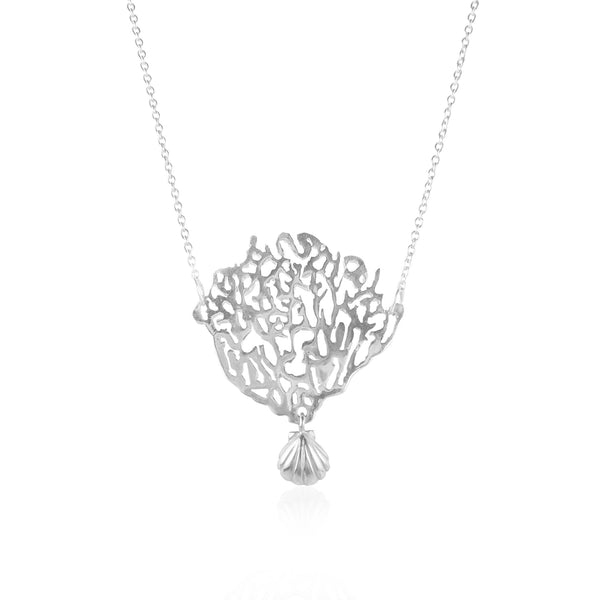 Coral & Shell Necklace Silver