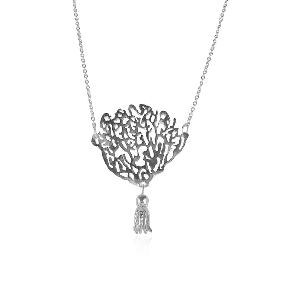 Coral & Octopus Necklace Silver