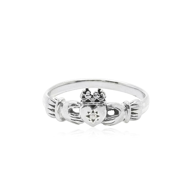Claddagh Ring with Diamond x Silver