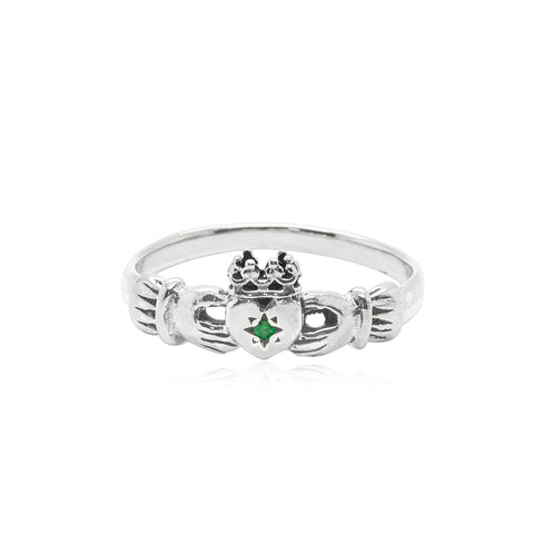 Claddagh Ring with Emerald x Silver