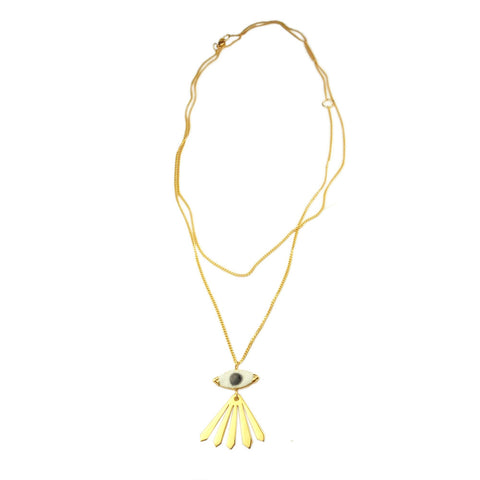 Enamel Eye and Ray Long Necklace Gold Product Shot Main
