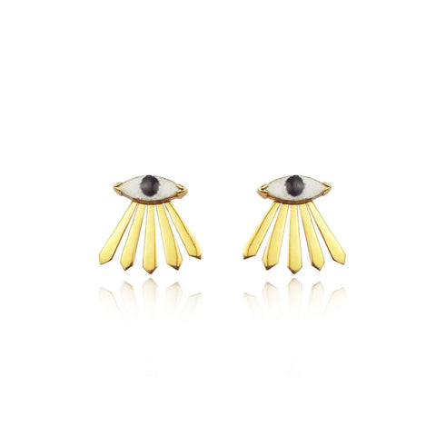 Enamel Eye and Ray Earrings Gold Product Shot Main