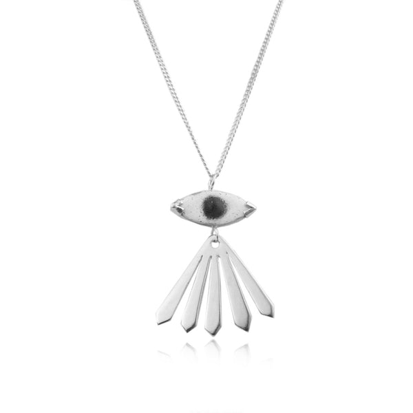 Enamel Eye and Ray Long Necklace Silver Product Shot Sub