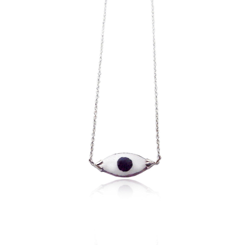 Enamel Eye Necklace Silver Product Shot Main