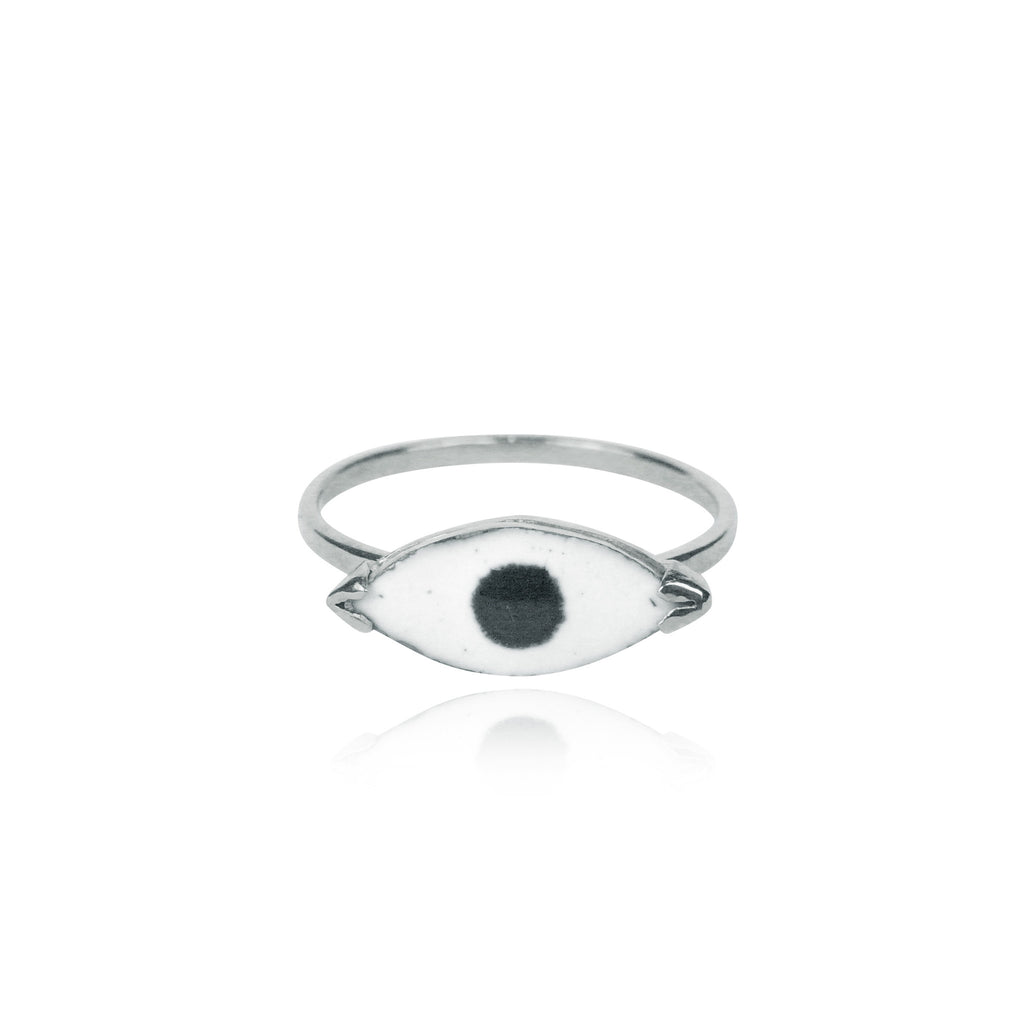 Enamel Eye Ring Silver