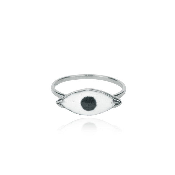 Enamel Eye Ring Silver
