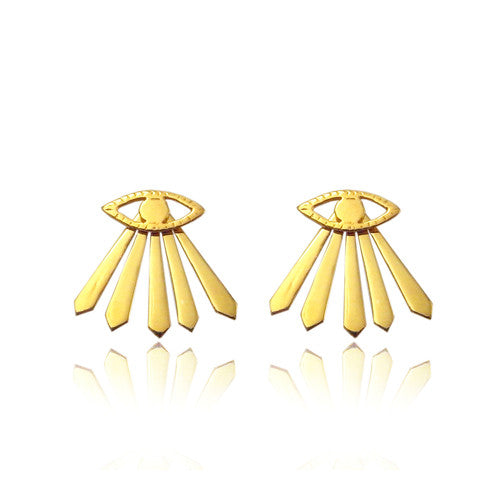 Eye and Ray Earrings Gold Product Shot Main