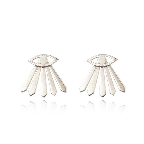 Eye and Ray Earrings Silver Product Shot Main