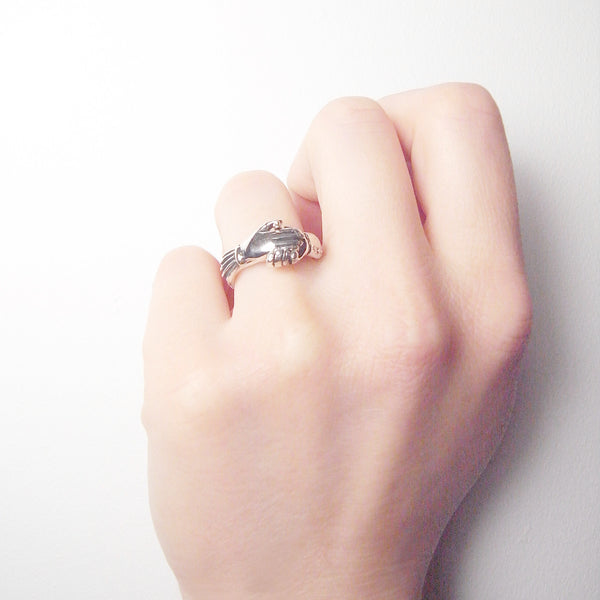 fede gimmel ring silver ruby