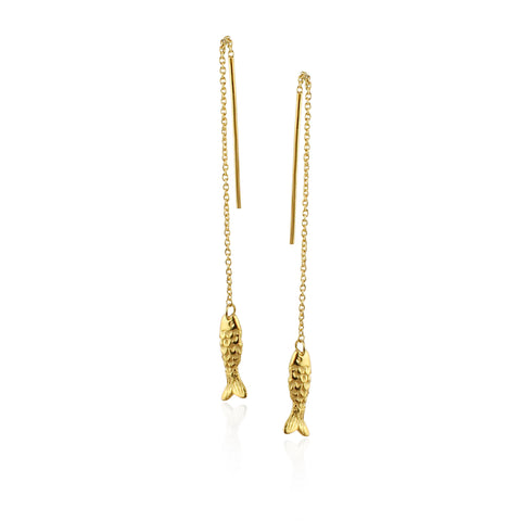 Fishing earrings gold