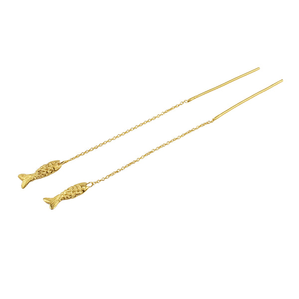 Fishing earrings gold