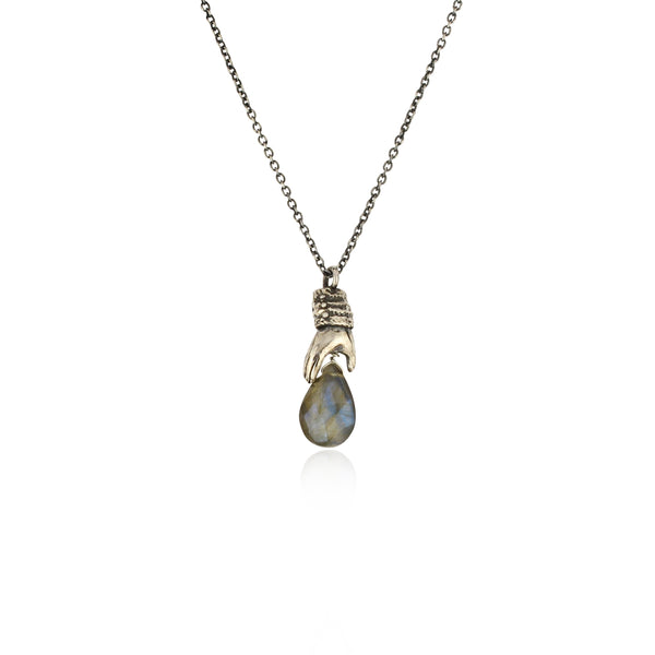 Gentleman's Hand Necklace Silver with Labradrite