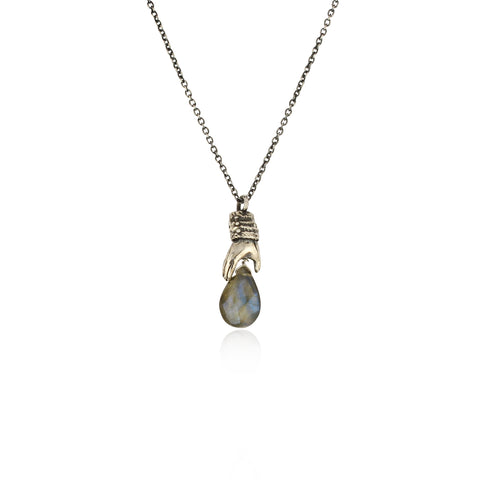 Gentleman's Hand Necklace Silver with Labradrite