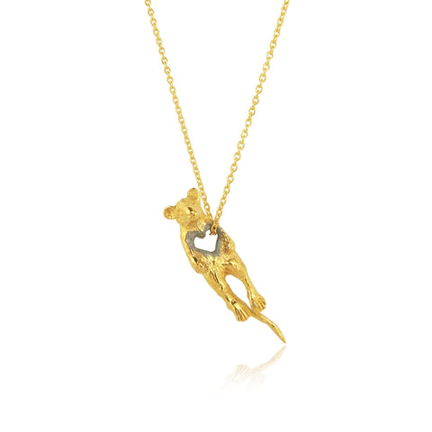 stolen heart mouse necklace yellow gold plated silver
