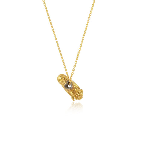 stolen heart owl necklace yellow gold plated silver